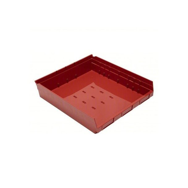 Economy nesting shelf bin, Plastic, Red, 4 in H, 16 1/2 in W, 17 7/8 in L