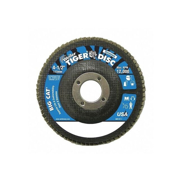 4-1/2" Big Cat Abrasive Flap Disc Flat Phenolic Bkng 60Z 7/8" Arbr Hl Pack of 5