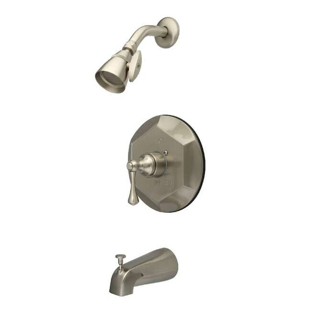 Kingston Brass Tub and Shower Faucet, Brushed Nickel, Wall Mount KB4638BL