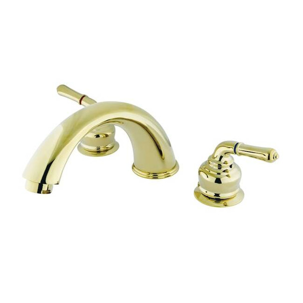 Roman Tub Faucet, Standard, 8" to 24", 3, Deck Mount, Polished Brass