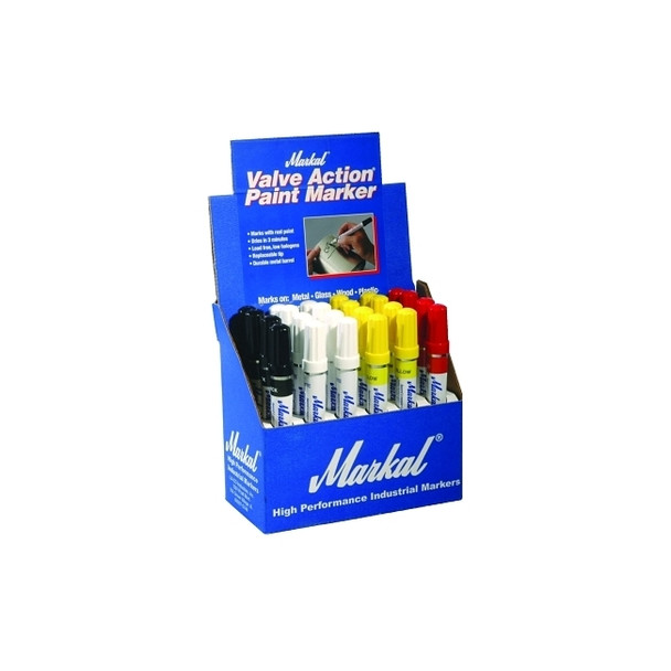 Valve Action Paint Marker Counter Displays, (8)White;(8)Yellow;(4)Red;(4)Black