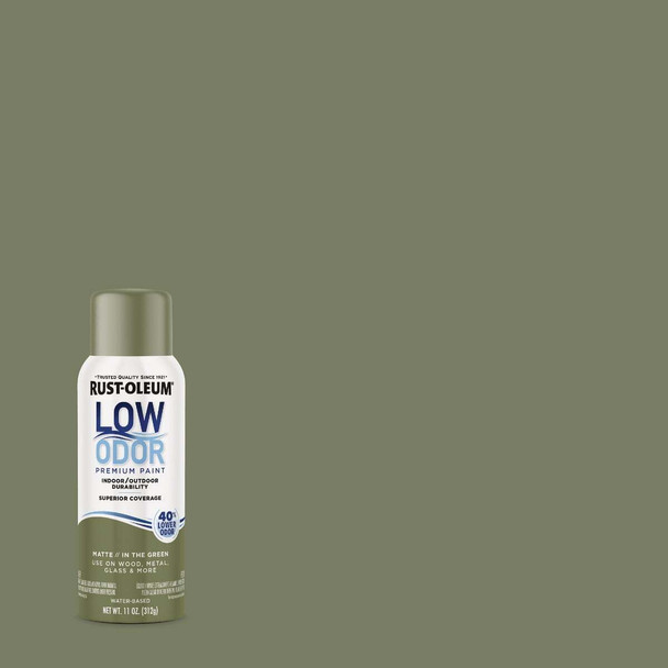 Rust-Oleum Low Odor Water-Based 11 Oz. Matte Spray Paint, In The Green 388282