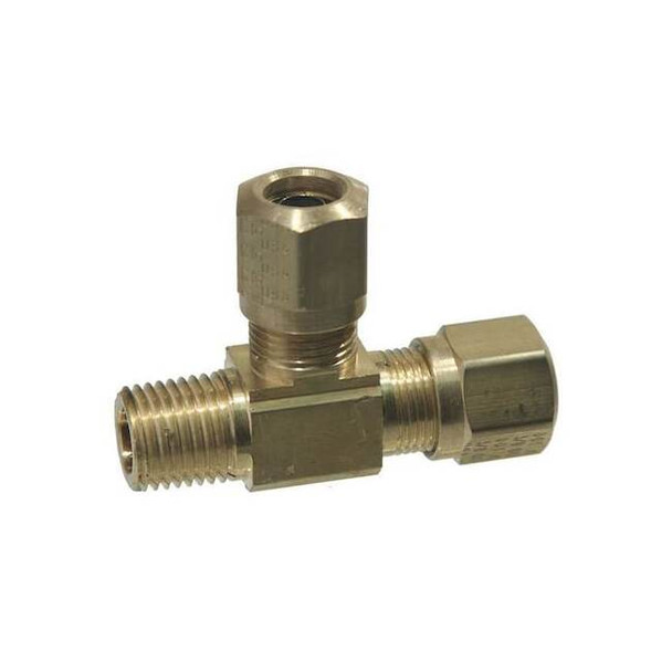 Tramec Tee,Brass,Comp3/8",Comp3/8",MNPT3/8" 971-6-6-6