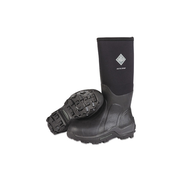 Arctic Sport Safety Toe Boots, Size 10, 15 in H, Neoprene Rubber, Black