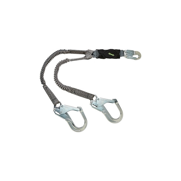 V-Series Stretch Twin-Leg Energy Absorbing Lanyard, 310 lb, 6 ft, Lg Snap Hooks