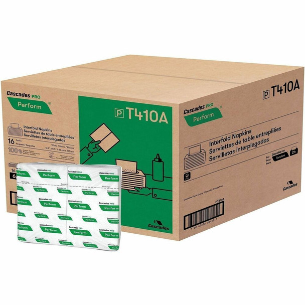 Cascades PRO Perform Interfold Napkins - 1 Ply6.50" Length - White - 16 / Carton