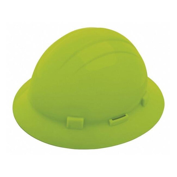 Hard Hat, Americana, Polyethylene, 4 Point Ratchet, Type 1, Class E, Hi-Vis Lime