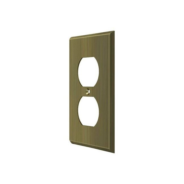 Double Outlet Switch Plate, Number of Gangs: 1 Solid Brass, Antique Brass Finish