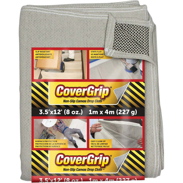 CoverGrip 3.5 Ft. x 12 Ft. 8 Oz. Non-Slip Safety Drop Cloth 351208