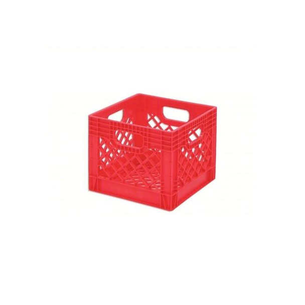 Dairy Case/Dairy Crate 13 1/8 in L, 13 1/8 in W, 12 1/8 in H, Plastic, Red