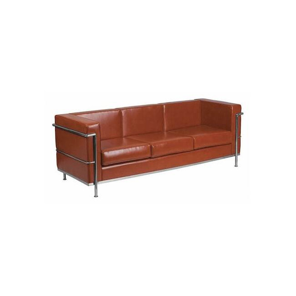 Cognac Leather Sofa, 28-1/2" x 27-1/2"
