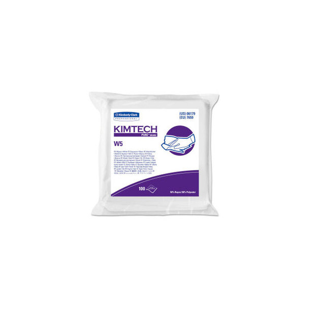 Kimtech W5 Critical Task Wipers Flat Double Bag Spunlace 9x9 White 100/PK 5 Pack