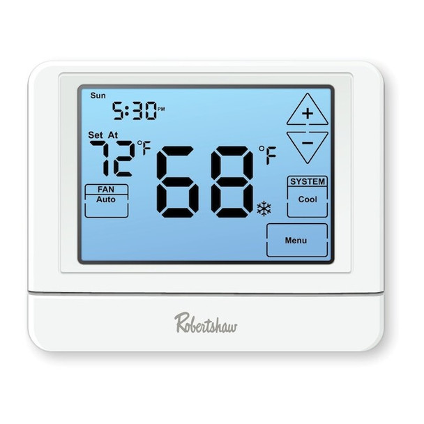 Robertshaw Digital Wall Thermostat,White,1" D RS9320T