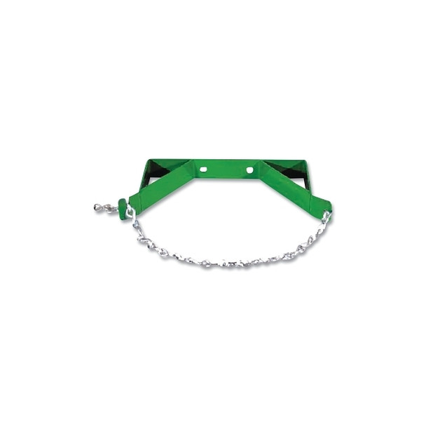 Cylinder Wall Bracket, Single with Chain, Steel, 7 in to 9-1/2 in dia Cylinder, Green