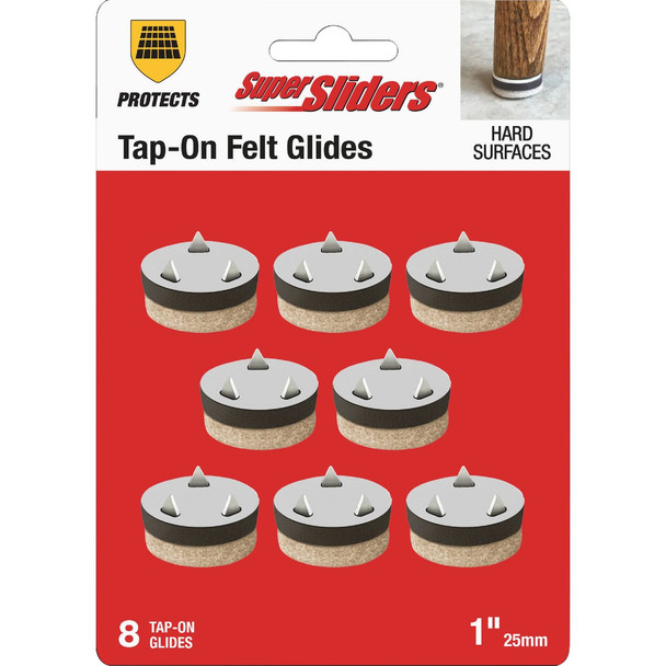 Super Sliders 1 In. Tap-On Round Beige Felt Furniture Pads (8-Piece) 4770521SL
