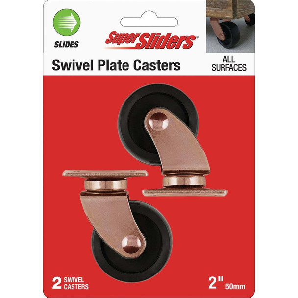 Super Sliders 2 In. Rubber Swivel Plate Caster (2-Pack) 4263126SL