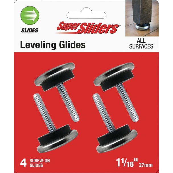 Super Sliders 1-1/16 In. White Round Screw-On Plastic Furniture Glides (4-Pack)