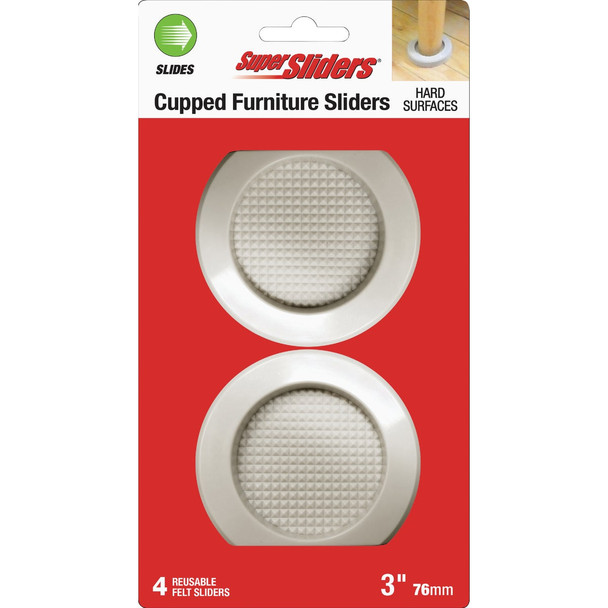 Super Sliders 3 In. Beige Round Cupper Furniture Sliders (4-Pack) 4703521SL
