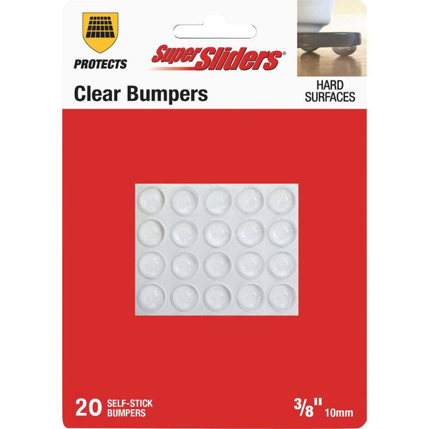 Super Sliders 3/8 In. Clear Round Furniture Wall Bumper (20-Pack) 4215621SL
