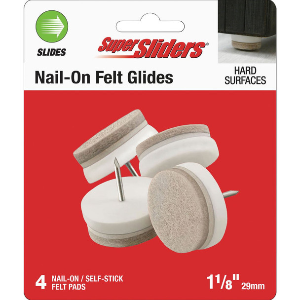 Super Sliders 1-1/8 In. Nail-On Felt Furniture Glides (4-Pack) 4263626SL