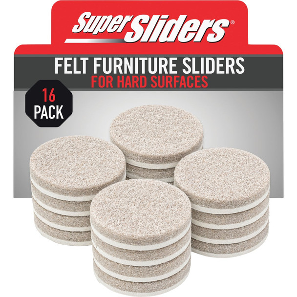Super Sliders 1-1/2 In. Round Beige Felt Furniture Pads (16-Piece) 4719326SL