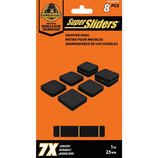 Gorilla Glue 8pc 1" Sq Rbbr Frnpad 4618824BG