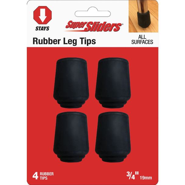 Super Sliders 3/4 In. Black Rubber Furniture Leg Tip (4-Pack) 4440421SL