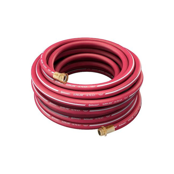 3/4 in ID x 75 ft L Garden Hose, EPDM Tube, Red, Brass x Brass Fitting