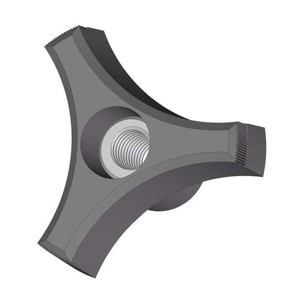 Three Prong Knob, 1/4-20 Thread Size, 1.125"L, Steel