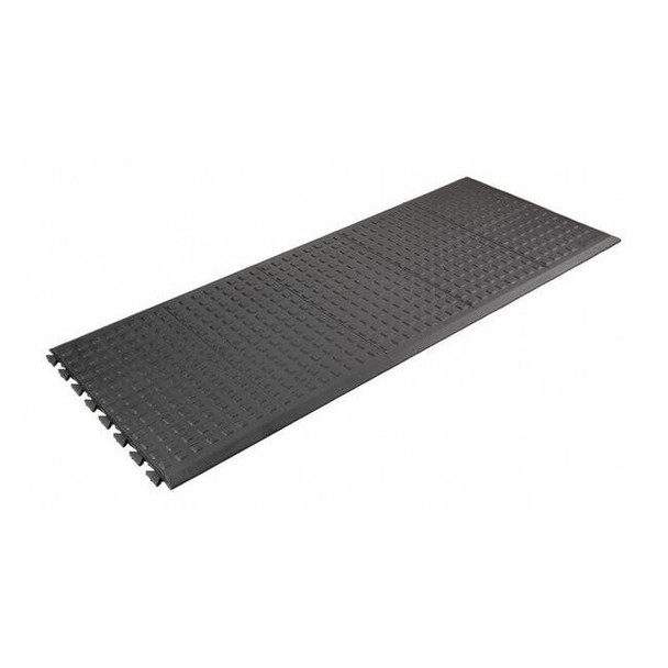 Interlocking Antifatigue Mat Tile, 5/8 in Thickness, Polyurethane, Black