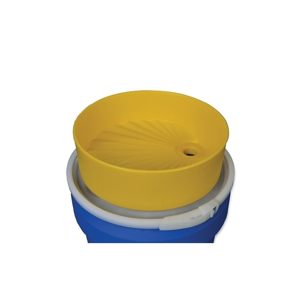 Drum Funnel, 18 in dia x 7 in H, HDPE, Yellow, Includes Screen