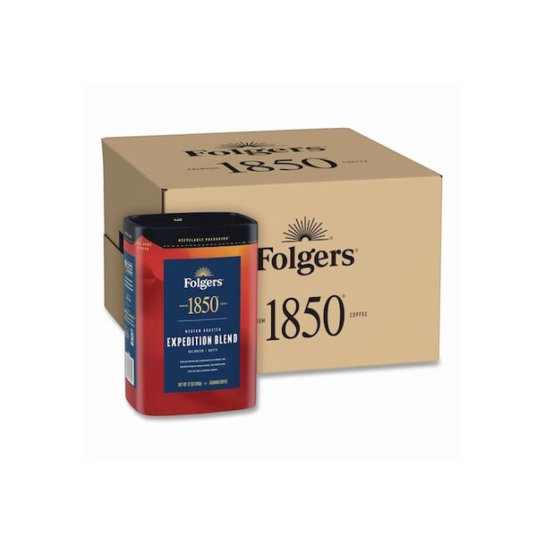 1850 Coffee, Roasted Nut, Canister, Caffeinated, Ground, 12 oz, 6 PK 2550093312