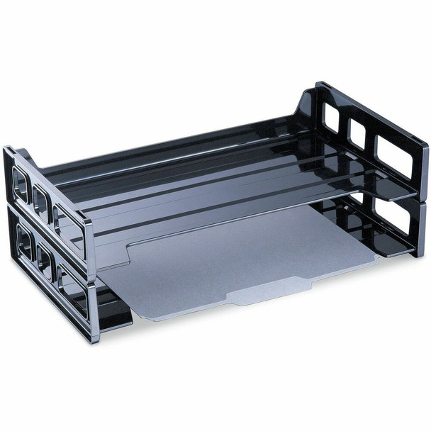 Business Source Desk Tray - Desk - 30% Recycled - Black - 2 / Pack