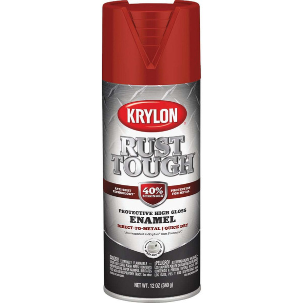 Krylon Rust Tough 12 Oz. Gloss Alkyd Enamel Spray Paint, Cherry Red K09230008