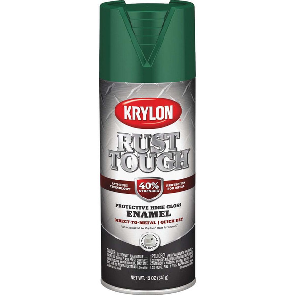 Krylon Rust Tough 12 Oz. Gloss Alkyd Enamel Spray Paint, Forest Green K09215008
