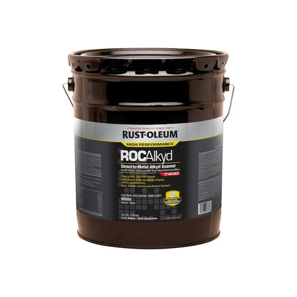 Rust-Oleum Interior/Exterior Paint, High Gloss, Oil Base, White, 5 gal 2766300