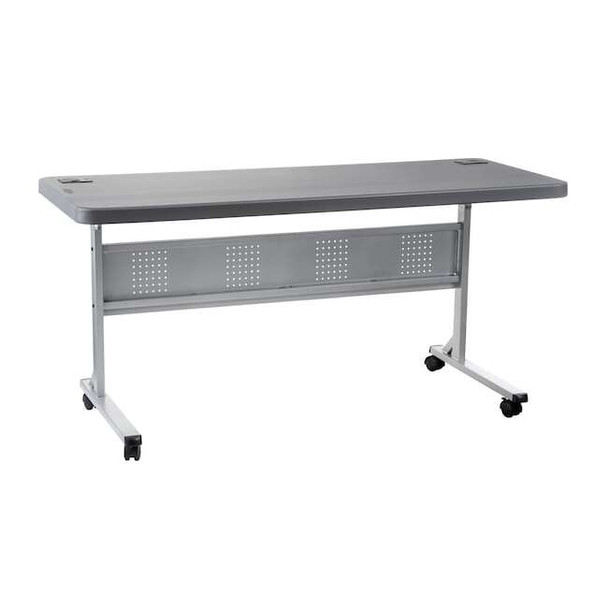 Rectangle Training Table,Flip-N-Store,Charcoal, 24" W, 60" L, 29.5" H, Charcoal