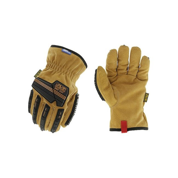Mechanics Style Gloves, Leather Palm, M/9, Black/Tan, 1 PR