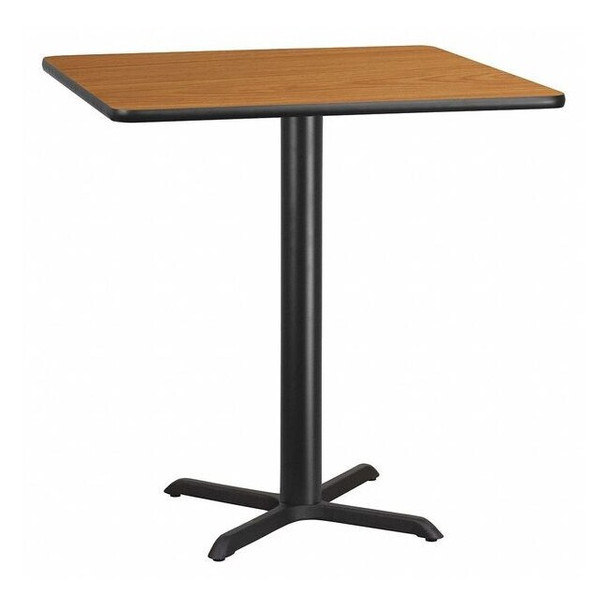 Square Natural Laminate Table, 42" W, 42" L, 43.125" H, Laminate Top, Wood Grain