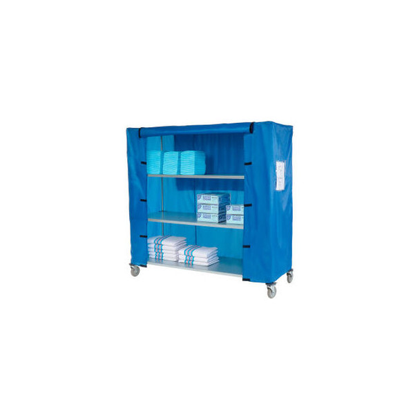 Nexel Galvanized Steel Linen Cart with Nylon Cover 4 Shelves 60""L x 18""W x 80"