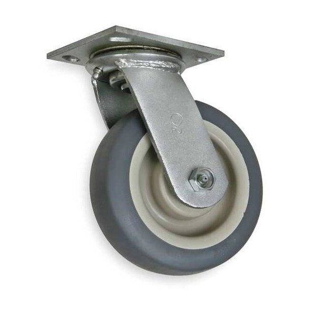 Manufacturer Varies Swivel Plate Caster,Therm Rubber,6 in,450 lb,Gry 1NVD6