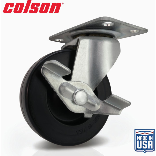 Colson 2-1/2 In. Black Polypropylene Swivel Plate Caster with Locking Brake