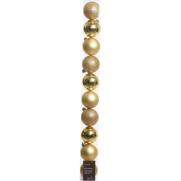 Holiday Wonderland 2.4 In. Shatterproof Gold Bauble Christmas Ornament (10-Pack)