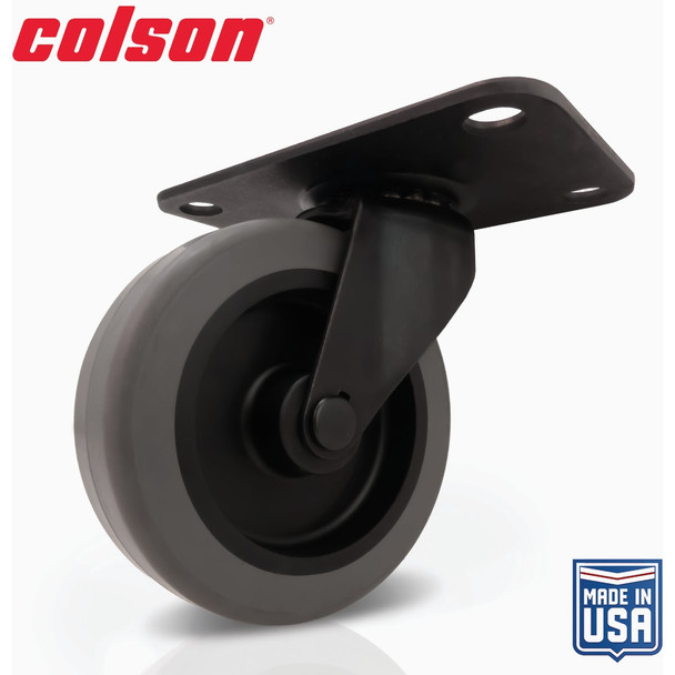 Colson 3 In. Gray TPR & Black Swivel Plate Caster 82250