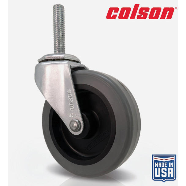 Colson 3 In. Gray TPR Swivel Threaded Stem Caster 82247