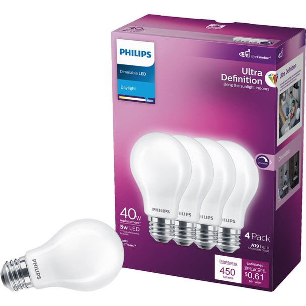 Philips 4pk 5w Dl A19 Led Bulb 576108