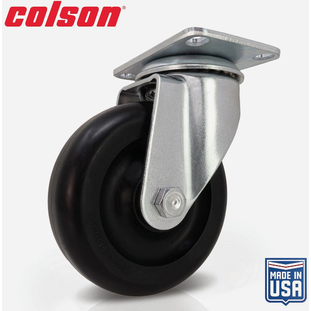 Colson 4 In. Black Polypropylene Swivel Plate Caster 82237