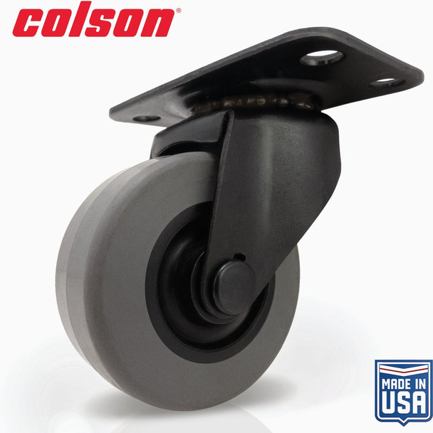 Colson 2 In. Gray TPR & Black Swivel Plate Caster 82242