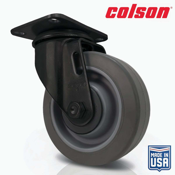 Colson 4 In. Gray TPR & Black Swivel Plate Caster 82255