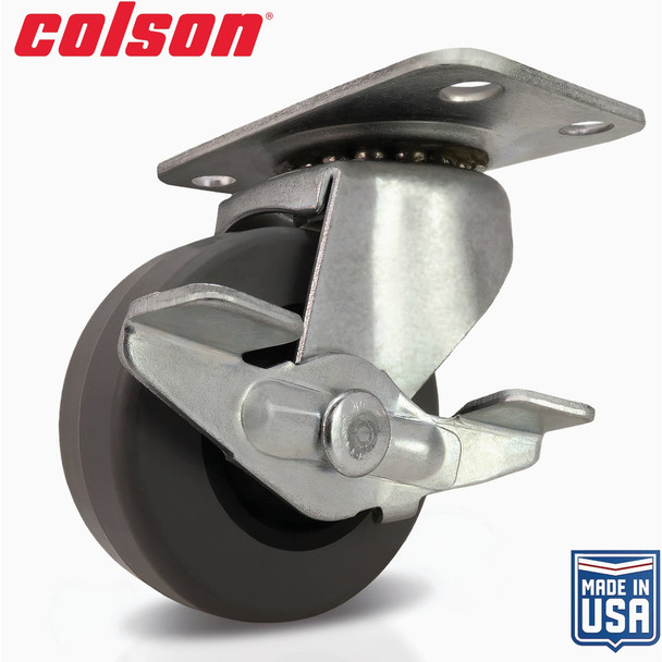Colson 2 In. Gray TPR Swivel Plate Caster with Locking Brake 82239